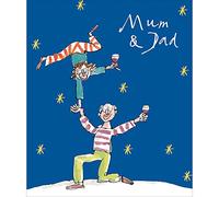 Mum & Dad Xmas Fun Dance and Wine Illustration Quentin Blake Christmas Card