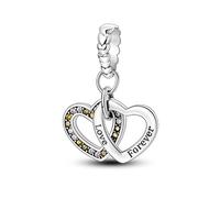 Mum Daughter Birthday Mom Turtle Dog Family Heart Charm Bead Pendant 925 Sterling Silver Compatible With Pandora Charm Moments Bracelet (I Love You Heart Forever Split Entwined Couple)