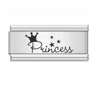 Mum Daughter Dad Family Angel Newborn Superlink Rose Gold Long Double Size Width Birthday 9mm Italian Link Charm Compatible With Nomination Bracelet (Princess Daughter Mum Superlink)