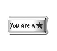 Mum Daughter Dad Family Angel Newborn Superlink Rose Gold Long Double Size Width Birthday 9mm Italian Link Charm Compatible With Nomination Bracelet (You Are A Star Graduation Superlink)