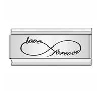 Mum Daughter Dad Family Angel Newborn Superlink Rose Gold Long Double Size Width Birthday 9mm Italian Link Charm Compatible With Nomination Bracelet (Love Forever Eterntiy Infintiy Superlink)