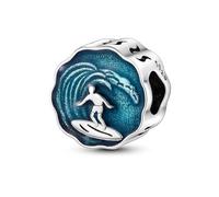 Mum Daughter Mom Birthday Turtle Dog Family Heart Charm Bead Pendant 925 Sterling Silver Compatible With Pandora Charm Moments Bracelet (Surfer Surf Ocean Sea)