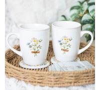 Mum Flowers Floral Mug & Coaster Set