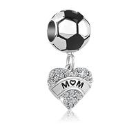 Mum Football Charm Compatible with Pandora Bracelets Sports Soccer Game Dangle Charm Present Daughter Birthday Christmas