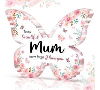 Mum Gifts for Mothers Day, Beautiful Butterfly Mummy Presents Acrylic Signs and Plaques, Best Valentines Mothers Day Birthday Gifts for Mum from Daughter Son
