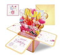 Mum Gifts, Mum Birthday Cards, Pink Pop Up Personal Birthday Card ForMum, Mothers Day Cardwith Pull-Out Envelope & Small Cards, Mummy BirthdayCard, 3DBirthday Cardsfor Mummy Suitable for BirthdayParty