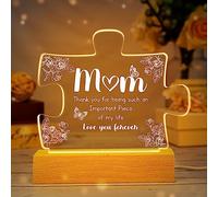 Mum Gifts - Mum Birthday Gifts with Wooden Base, Acrylic Puzzle Night Light Pieces, Mum Gifts from Daughter Son, Birthday Gifts for Mum from Daughter