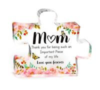 Mum Gifts, Thank You Gift with Touching Words for Mum, Decorative Acrylic Engraved Puzzle Piece Desktop Ornament for Birthday, Mother's Day, Christmas, Thanksgiving