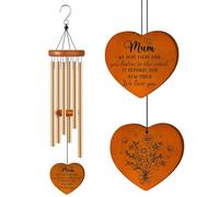 Mum Gifts Wind Chime - GiftGem Wooden Metal Chimes with Blessing Card, Sentimental Birthday Gifts for Mum, Indoor Outdoor Garden Decor, Unique Present for Mother from Daughter Son, Ready to Gift