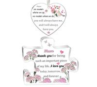 Mum Gifts Women 2PC Set Acrylic Puzzle Plaque Heart Hanging Ornament Mothers Day Birthday Mummy Appreciate Thanksgiving Mom Thank You Keepsake Mommy Retired from Son Daughter