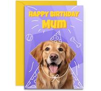 Mum Golden Retriever Birthday Card - Superhero Design - A5 Size with Yellow Envelope
