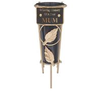 Mum Graveside Memorial Vase Gold Leaf Design Loving Memory Cemetery Plaque
