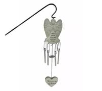 Mum Hanging Angel Wind Chime - Graveside Memorial Decoration Tribute Plaque - 38 x 7cm - With Metal Ground Stake Outdoor Garden - Parent Family Member