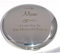 Mum I Love You To The Moon And Back Hearts Compact Mirror for my Gifts Presents Novelty Keepsake Gift Ideas for Birthday Christmas Mothers Day Wedding Mummy