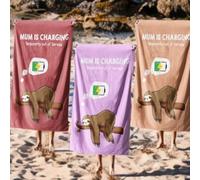 Mum is Charging Out of Service Beach Bath Towel Sheet | Super soft & Absorbent | Made in UK | Washable | Multiple Sizes | Custom Personalised, Gift For Mum, Mother's Day, Mum Birthday Gift (Sloth)