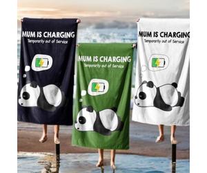 Mum is Charging Out of Service Beach Bath Towel Sheet | Super soft & Absorbent | Made in UK | Washable | Multiple Sizes | Custom Personalised, Gift For Mum, Mother's Day, Mum Birthday Gift (Panda)