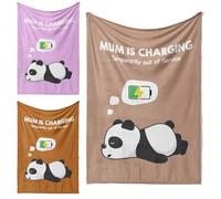 Mum is Charging Out of Service Blanket Bed Throw Sofa Couch Super Soft | Made in UK | Washable | Custom Personalised, Gift For Mum, Mother's Day, Mum Birthday Gift (Panda)