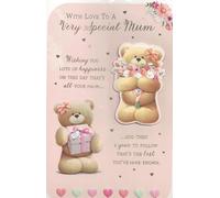 Mum Large Birthday Card with 3D Bear Design, 8 Page Insert, 30.5 x 20.3 cm