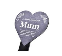 Mum Memorial Heart Shaped Plaque, Grave Marker - printed with remembrance poem, mounted on a sturdy acrylic stake