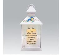 Mum Memorial Light Up Lantern - Bird Floral Candle Graveside Memory Remembrance
