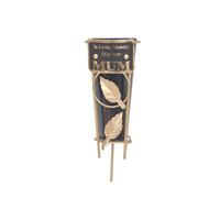 Mum - Memorial Metal Grave Vase With Gold Leaf - Black