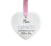 Mum Memorial Ornament, Remembering You This Mother’s Day, In Loving Memory Mummy Mama Remembrance Ceramic Decoration Gift (Heart)