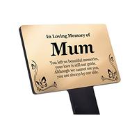 Mum Memorial Remembrance Plaque Stake - GOLD & Black, Waterproof, Outdoor, Grave Marker, Tribute, Plant Marker