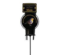 Mum Metal Robin Spike Vase With Black Plastic Insert Graveside Memorial Flower Holder Vase - Durable Metal Spike Grave Decoration Elegant Tribute for Loved Ones