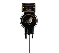 Mum Metal Robin Spike Vase With Black Plastic Insert Graveside Memorial Flower Holder Vase - Durable Metal Spike Grave Decoration Elegant Tribute for Loved Ones
