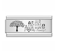 Mum Mom Dad Family Superlink Long Double Size Width Love Birthday 9mm Italian Link Charm Compatible With Nomination Bracelet Daughter Womens (I Love My Family Superlink Double)