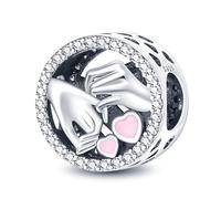 Mum Mom Dog Love Heart Angel Safety Chain Roses Flower Mother Daughter Charm Bead Pendant Sterling Silver 925 Compatible With Pandora Charm Moments Bracelet (Pinky Promise Swear)