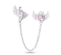 Mum Mom Dog Love Heart Angel Safety Chain Roses Flower Mother Daughter Charm Bead Pendant Sterling Silver 925 Compatible With Pandora Charm Moments Bracelet (Angel Safety Chain)