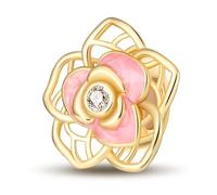 Mum Mom Dog Love Heart Angel Safety Chain Roses Flower Mother Daughter Charm Bead Pendant Sterling Silver 925 Compatible With Pandora Charm Moments Bracelet (Flower Roses)