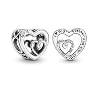 Mum Mom I Love You Forever And Ever Heart Charm Bead Pendant 925 Sterling Silver Dangle Compatible With Pandora Charm Bracelet