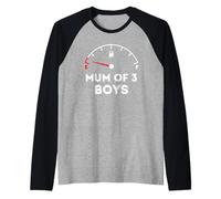 Mum of 3 Boys - Running on Empty - Funny Mothers Day Raglan Baseball Tee