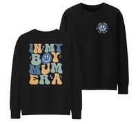 Mum Of Boys Sweatshirt - In My Boy Mum Era Pocket Design - Large Back Print - Mothers Day Mummy Mama Jumper Gift, S, Black