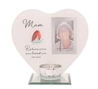 Mum Robin Heart Glass Memorial Remembrance Photo Frame with Tealight Holder Robins Appear When Loved Ones Are Near