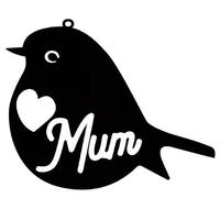 Mum Robin with Heart Hanging Ornament Gift. 11cm x 7cm. Suitable for Home or Garden and as a memorial piece