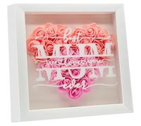 Mum Rose Flower Shadow Box Frame Gifts - Flower Dried Shadow Box for Mum Anniversary Mother's Day Birthday