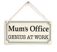 Mum’s Office Genius at Work Sign, Vintage Frame