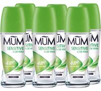 Mum Sensitive Aloe Vera Roll on Deodorant 48+ Hrs Protection Glass 50ml x 6