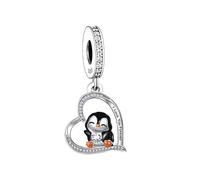 Mum Sister Birthday Angle Grandad I Love You Grand Daughter Gift Charm Pendant 925 Sterling Silver Compatible With Pandora Bracelet (I Love You Forever Heart Penguin Mother Daughter)