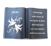 Mum Slate Grey Memorial Book - Dove & Diamante Detail - Grave Plaque Ornament Tribute