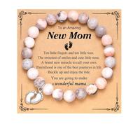Mum to be Bracelet, Mother to be Gifts, Silver Bracelet for Women with Little Foot Charm and Greeting Card,Charm Bracelet with Greeting Card and Gift Bag Pregnancy Gifts for Mum Expecting 1st Mothers