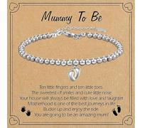 Mum to Be Gifts Baby Shower Gifts for Mum New Mum Gifts Mummy to Be Bracelet Gifts Silver Bracelet for New Mum with Little Foot Charm and Card Pregnancy Gifts for Mum Expecting 1st Mothers Day Gifts