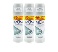 Mum Unperfumed Roll On Deodorant 50 ml Pack of 3 | 48hr Sweat & Odour Protection | Alcohol-Free Antiperspirant for Women & Men | Fragrance-Free | Vegan | Eco Glass Bottle | 50% Extra Free Offer