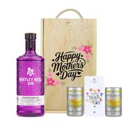 Mum Whitley Neill Rhubarb & Ginger Gin Gift Set with Folkington’s Tonics - 70cl | 43% ABV | Premium Gin Gift for Mum