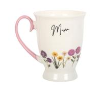 Something Different WF_01924 Charming Wildflower Pedestal Ceramic Mug-Perfect Gift for Grandmothers, New Bone China