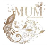 Mum With Love Festive Foiled Peacock Christmas Card Xmas Greeting Cards