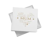 Mum Word Heart Memories Photo Album, Holds 50 6x4 inch Photos, 18.5x19.5cm, White